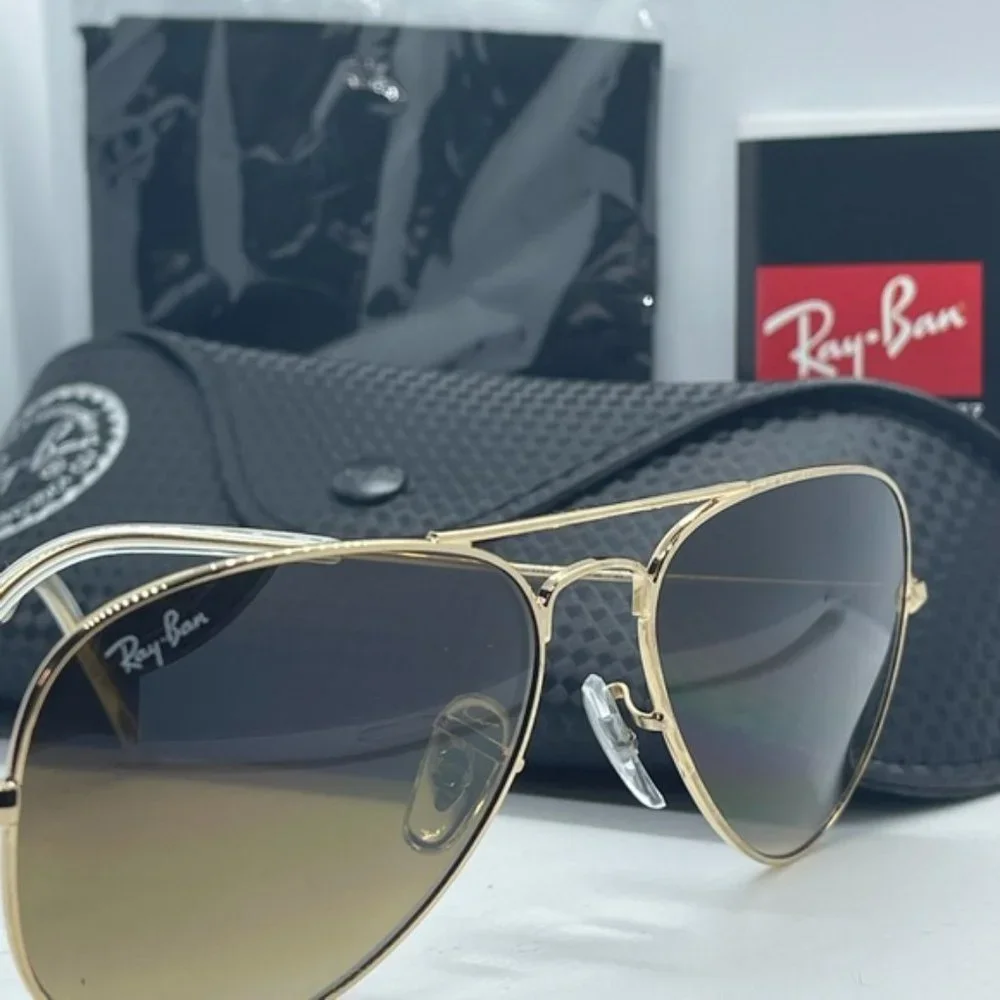 BNWT Authentic Rayban 3025 Gold/Gradient Brown Lens - Picture 5 of 8